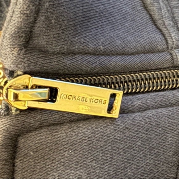 Michael Kors Mens Front Zip Logo Cotton Navy Sweatshirt - Picture 9 of 14